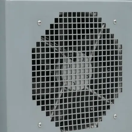 Cooling fan behind its wire guard