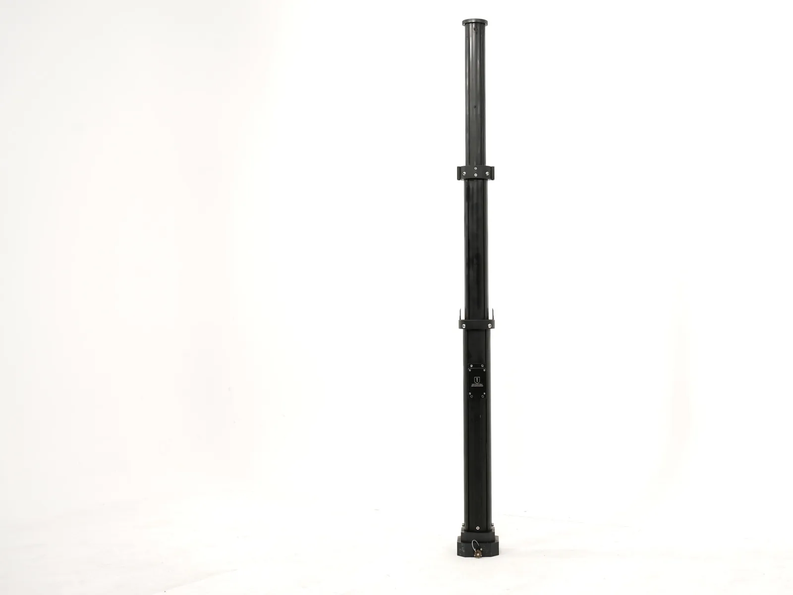 Locked electromechanical mast fully extended, on a plain studio background