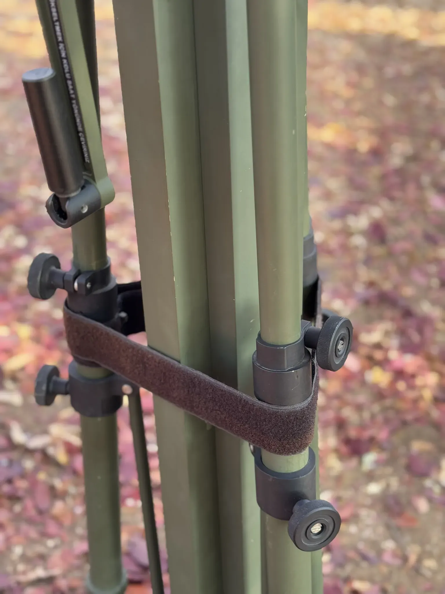 The leg clamps opened