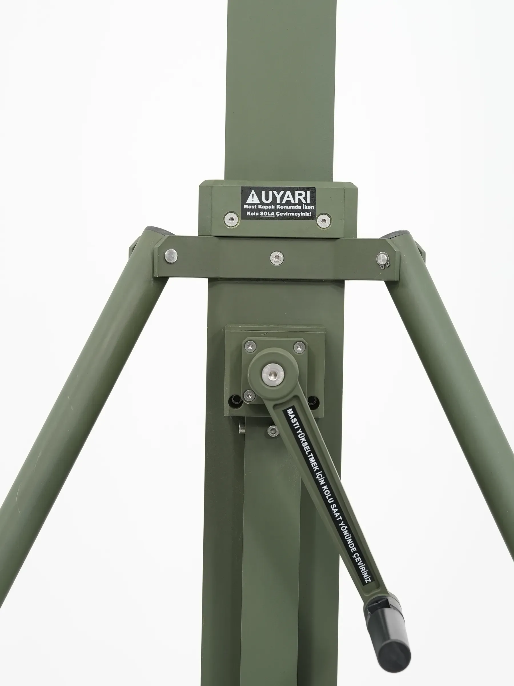 The crank arm reaching down from the head