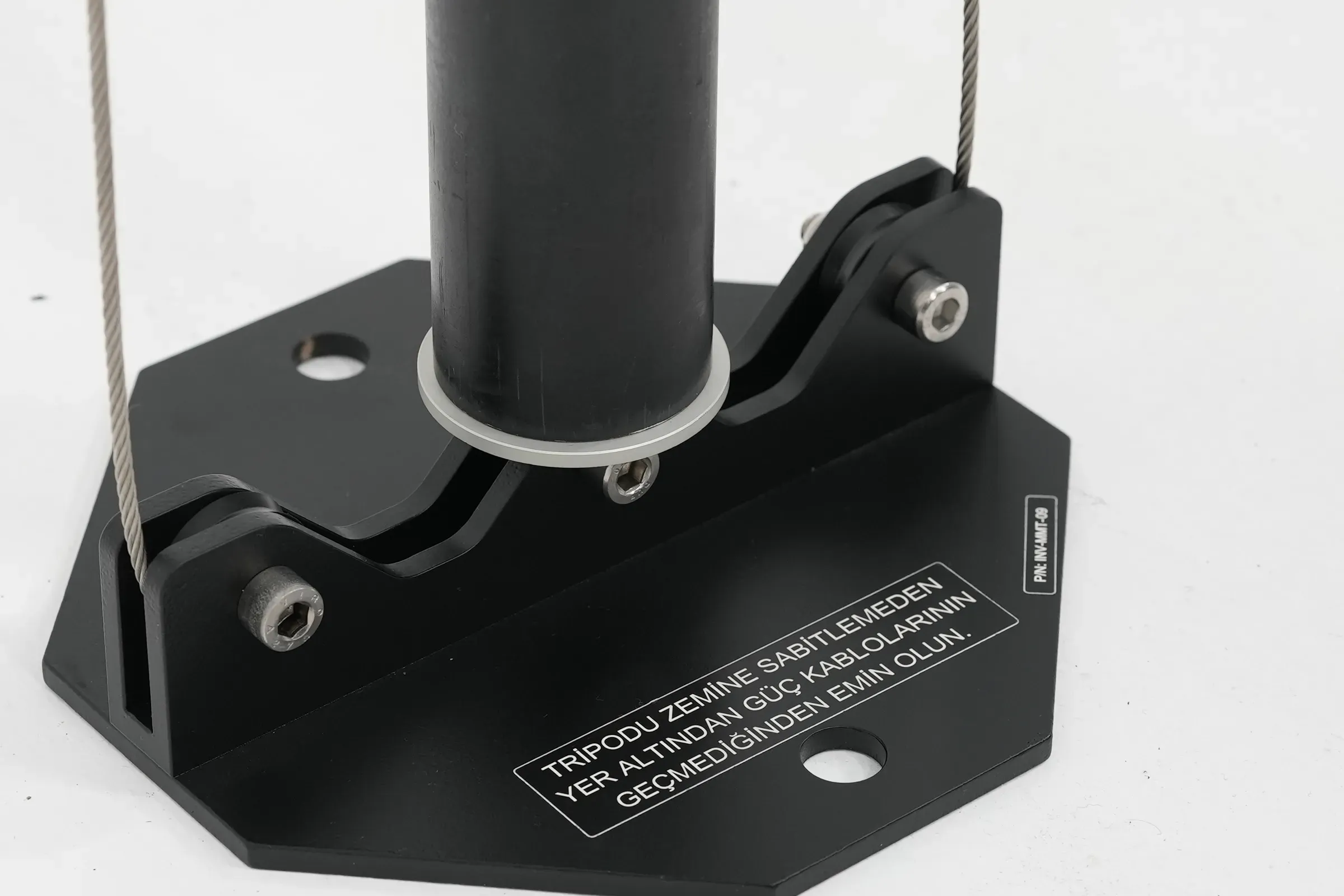 The warning text on the base plate