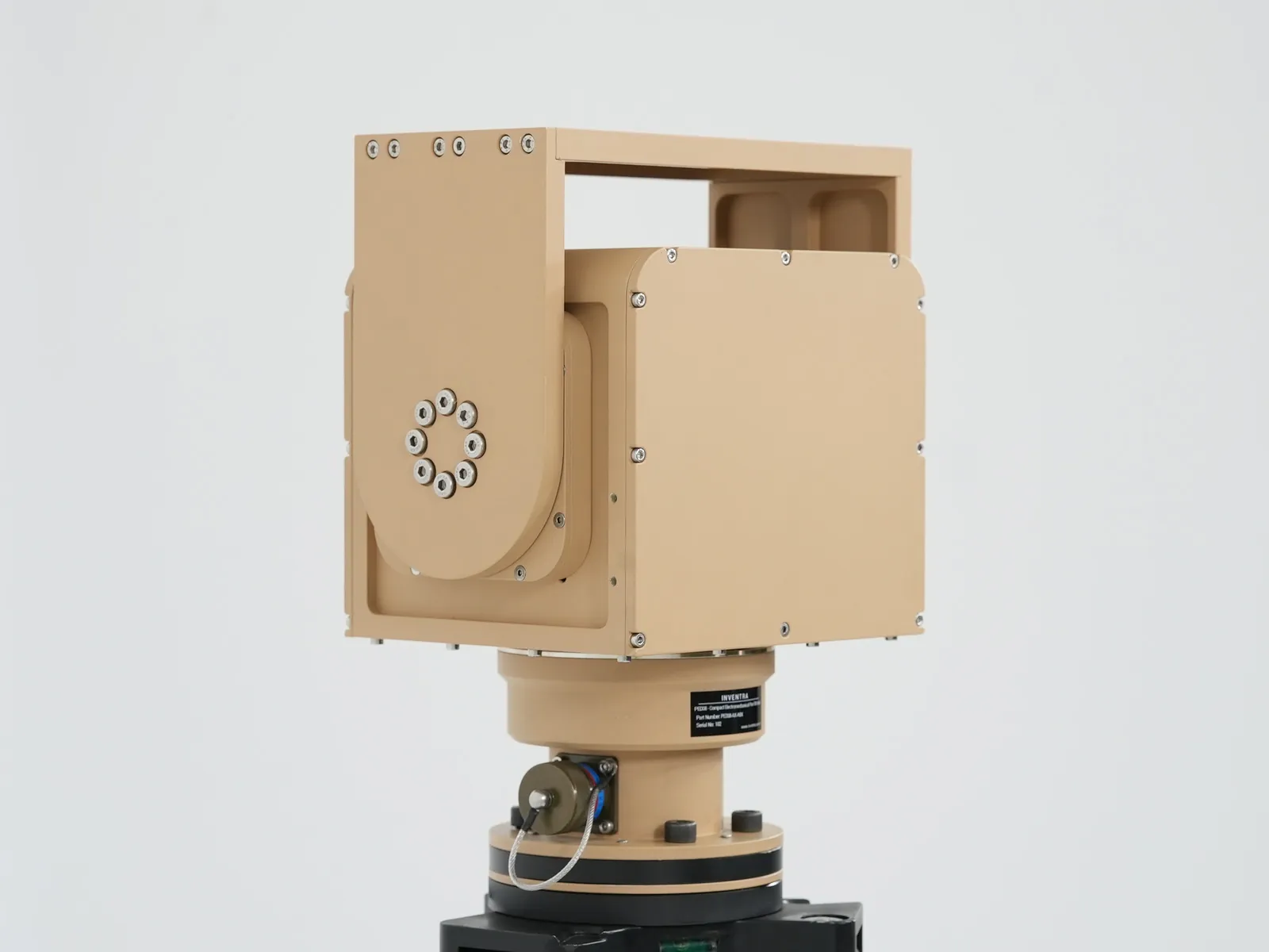 Three-quarter view showing the base, connectors and payload interface together