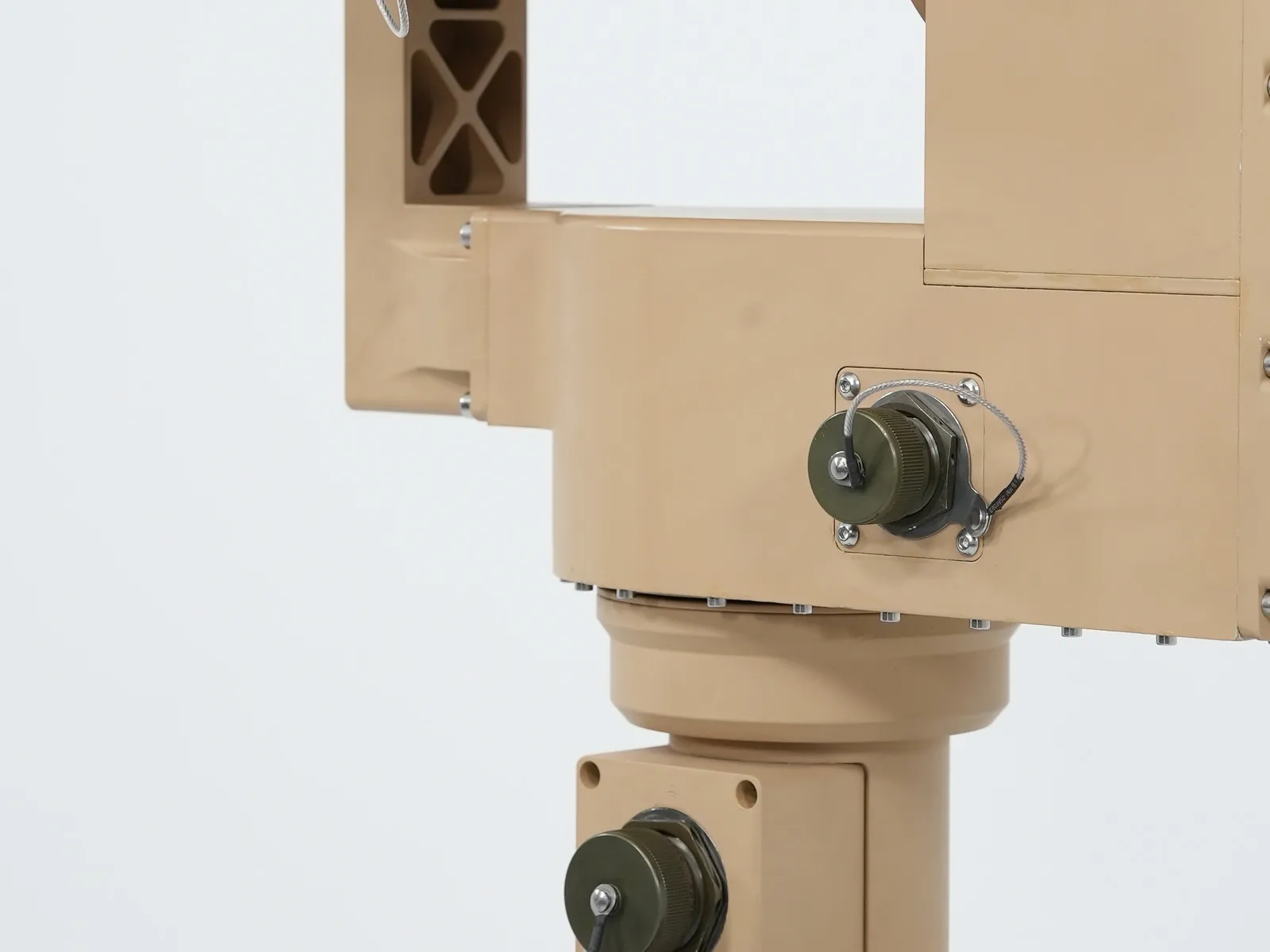 Side and rear of the body with its two connector blocks; the mounting interface is visible