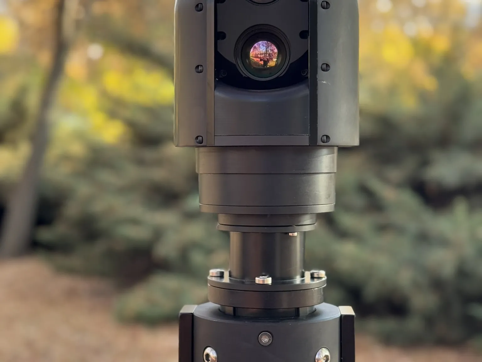 Dual channel gimbal head on, showing both optical channels