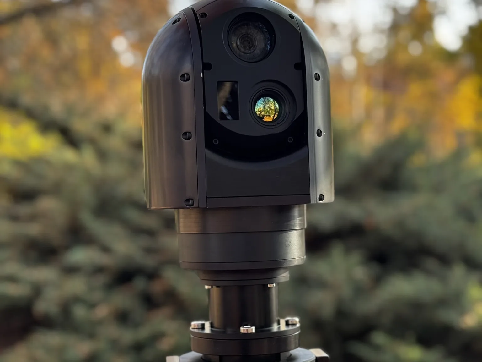 Gimbal on a mast outdoors, showing the operating environment