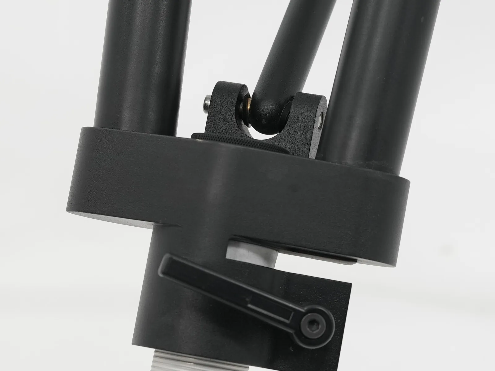 Detail of a leg locking clamp and its lever mechanism