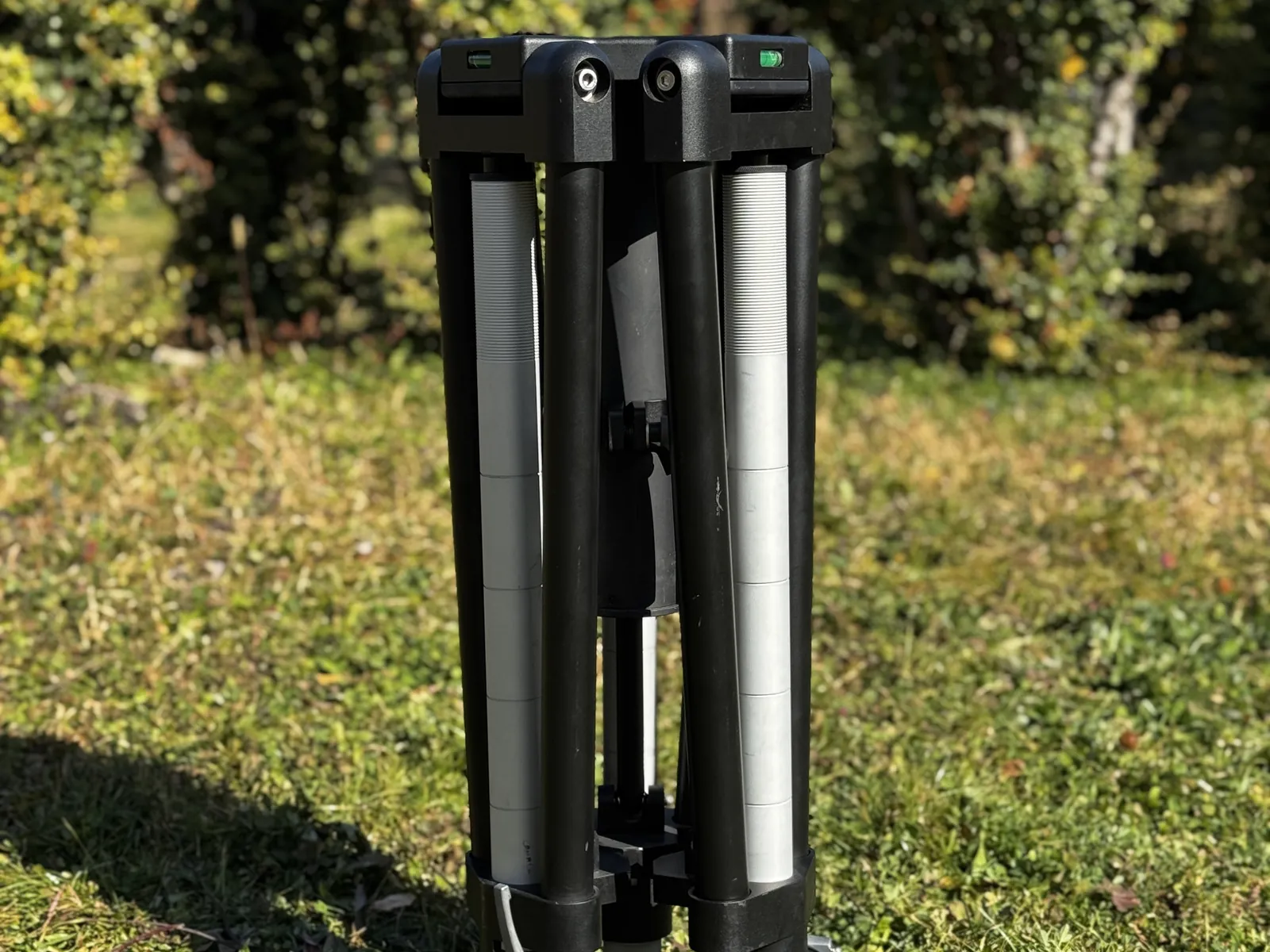 Tripod folded, showing transport and storage volume